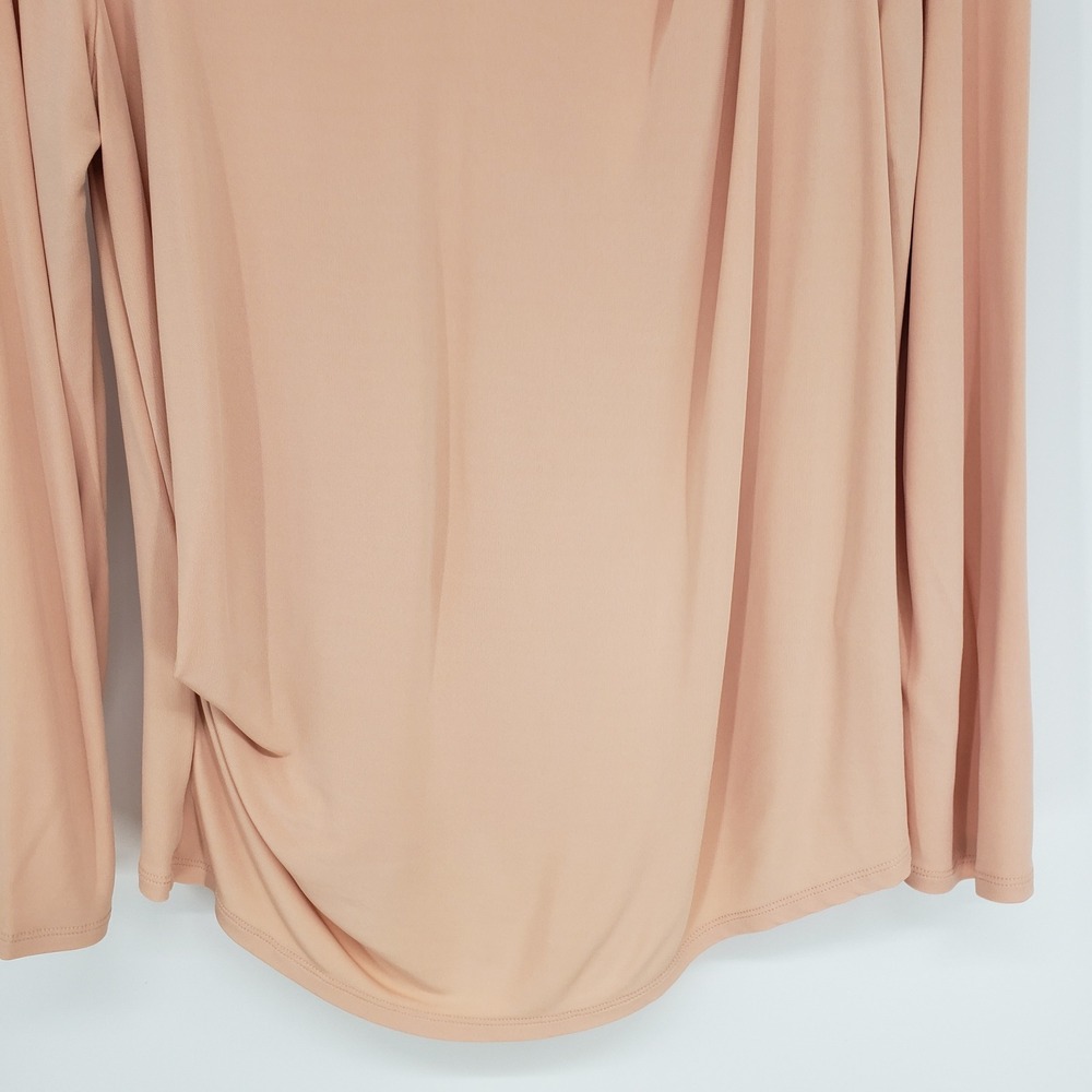 Armani Exchange Draped V-Neck Top Womens S Peach Long Sleeve Minimalist Blouse - Picture 5 of 8